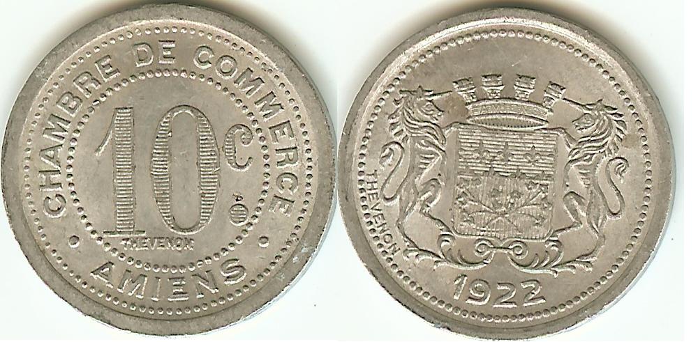 Amiens(Somme) Chamber of Commerce 10 Cent 1922 EF+